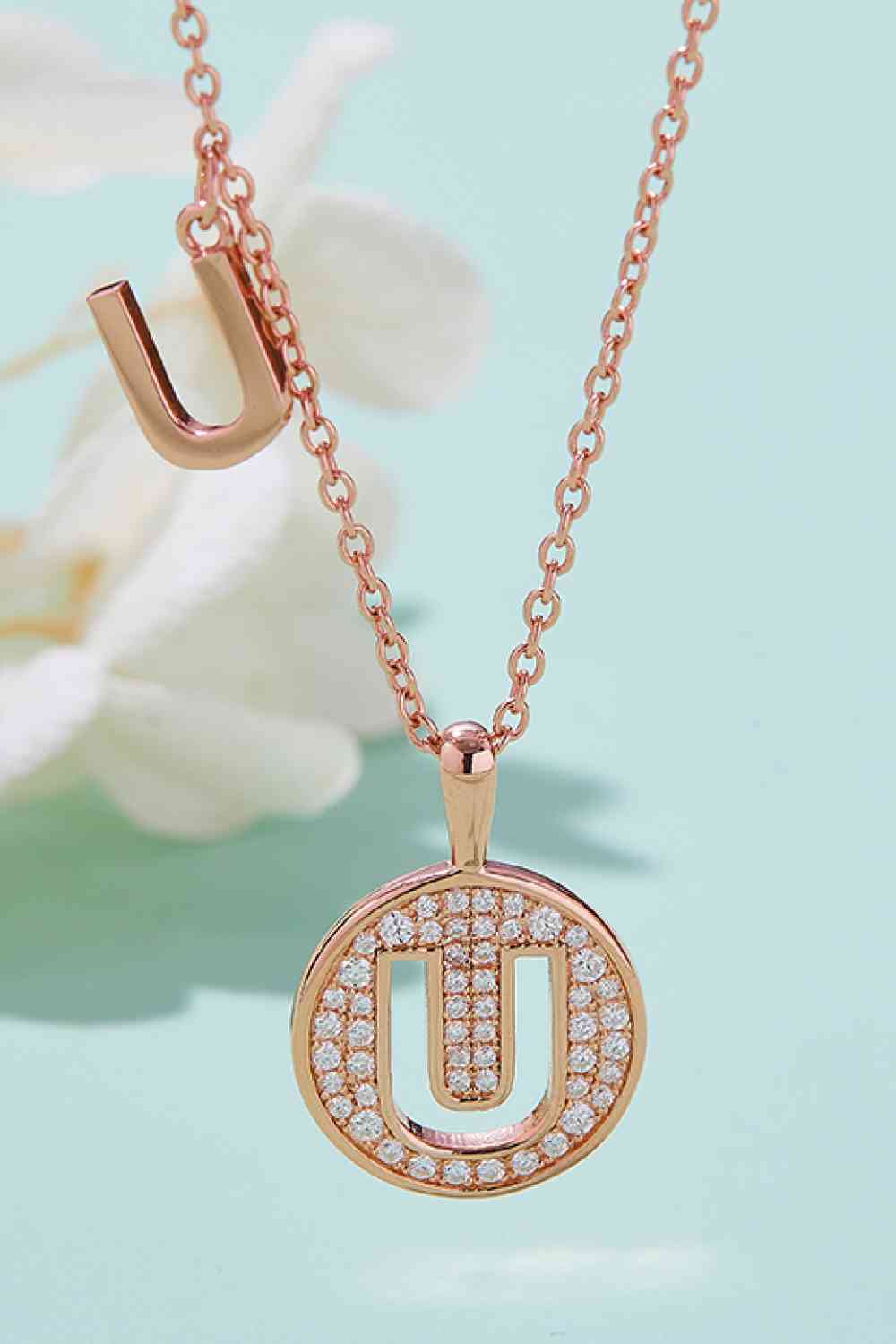 Moissanite U to Z Initial Pendant Necklace