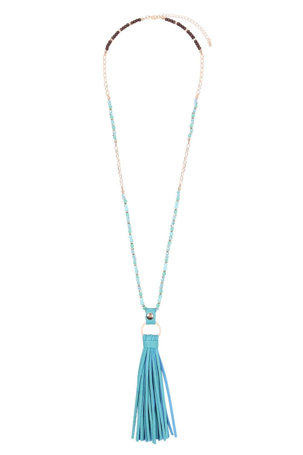 Riah Fashion - Leather Tassel Necklace - 8 COLORS -