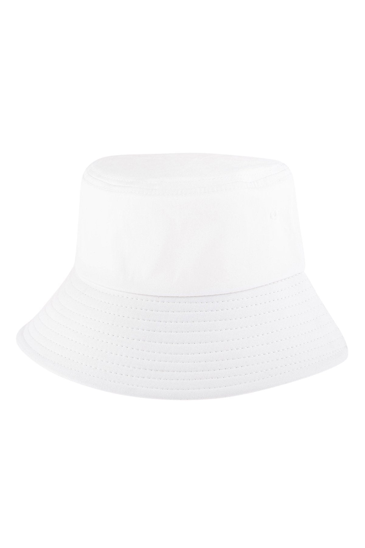 Riah Fashion - White Plain Bucket Hat - 1 COLOR -