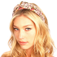 Thumbnail for KRISTIN PERRY - Floral Silk Top Knot Headband - 6 COLORS / PATTERNS -