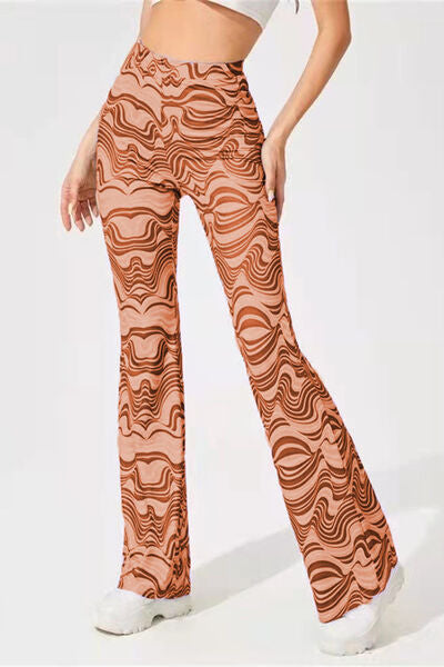 Printed High Waist Flare Pants - T - 7 COLORS -