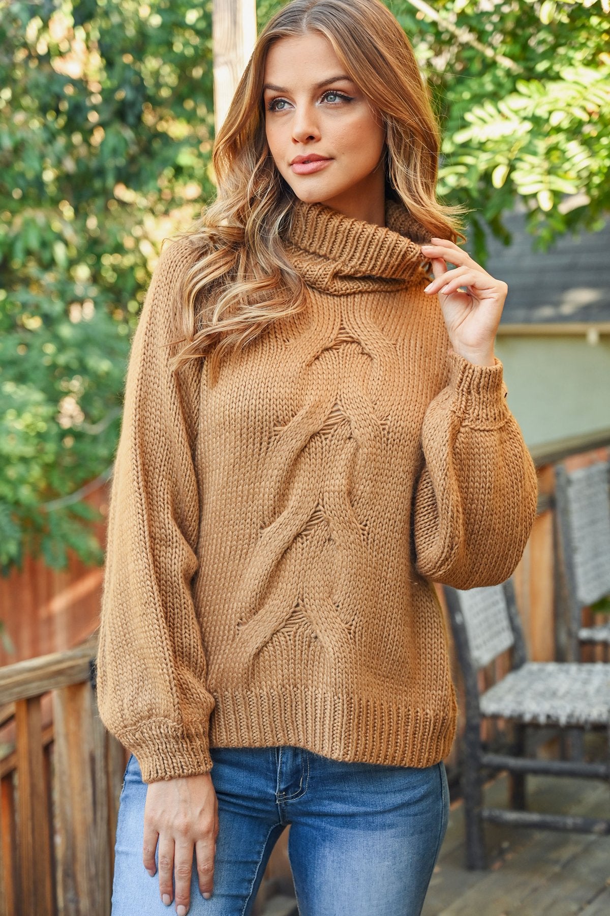 Riah Fashion - Chunky Cable Knit Turtleneck Sweater - 9 COLORS -