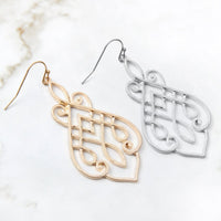 Thumbnail for Cast Filigree Drop Hook Earrings - 2 FINISHES -