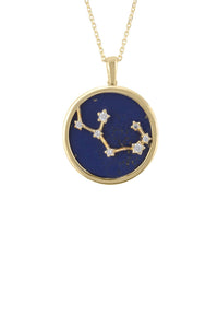 Thumbnail for Zodiac Lapis Lazuli Gemstone Star Constellation Pendant Necklace Gold Sagittarius -