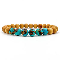 Thumbnail for Grove - Bronzite Turquoise & Cedar Wood Mala Beaded Bracelet -