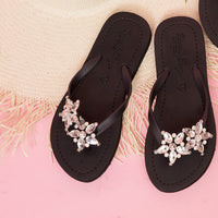 Thumbnail for SAND BY SAYA N.Y. - 2 Stars - Rhinestone Mid Wedge Flip Flops - 2 COLORS -