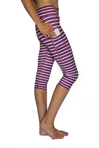 Thumbnail for Belcorva - Dark Purple and White Stripe - Pocket Capri - 1 COLOR -