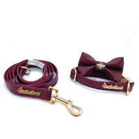 Thumbnail for Puccissime - Red Wine Collar, Bow Tie and Leash - 3 PCS. - 4 SIZES -