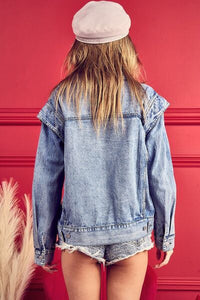 Thumbnail for BiBi Button Up Long Sleeve Denim Jacket - T - 1 COLOR -