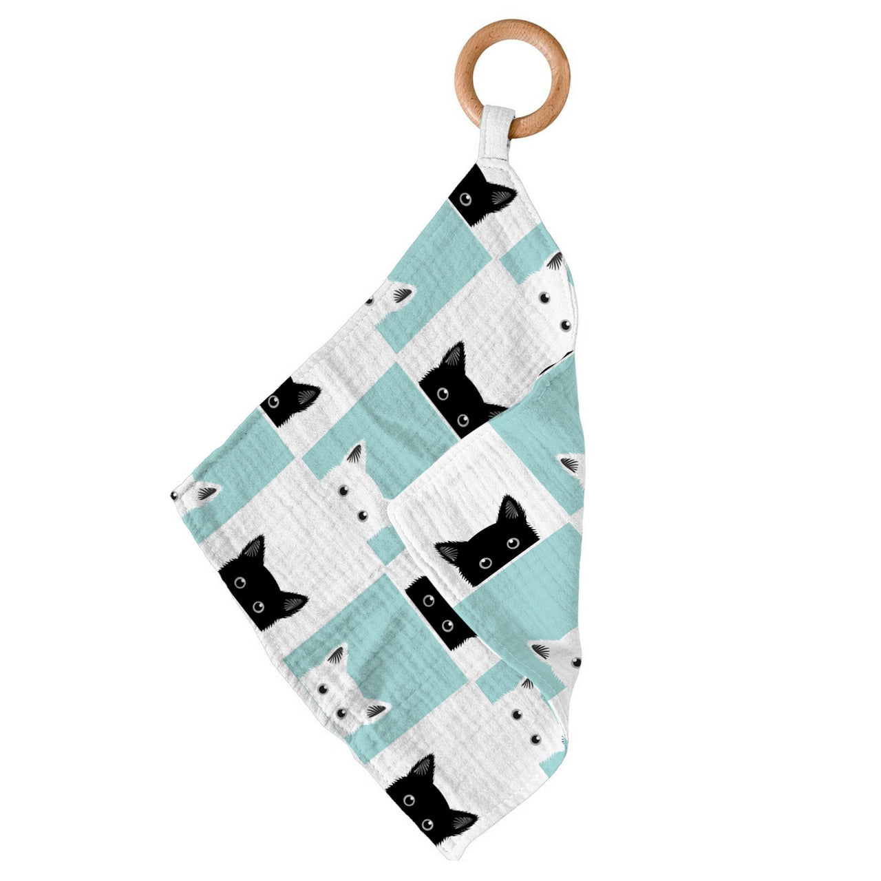 Peek-A-Boo Cats Bamboo Blankie Teether -