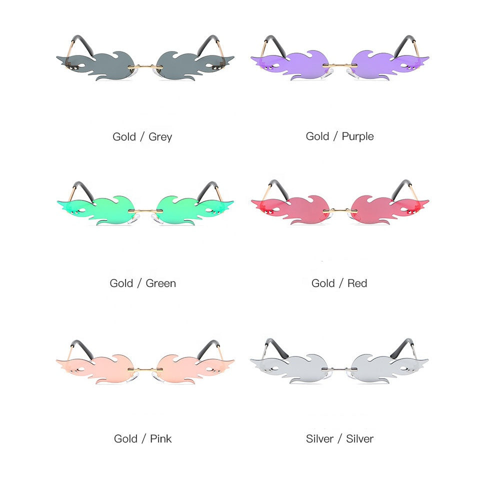 Rimless Fire Shaped Women Sun Shades - Glasses - [10-15 DAY DELIVERY] - 11 COLORS -