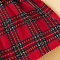 Thumbnail for Plaid Bow Detail Round Neck Dress with Headband - T- 6 SIZES - 2 COLORS -