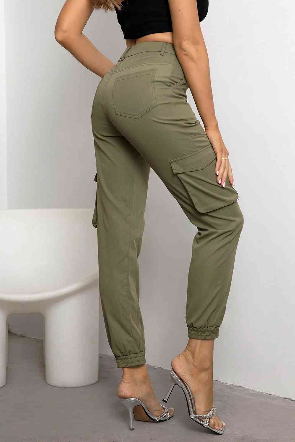 High Waist Cargo Pants - T - 1 COLOR -