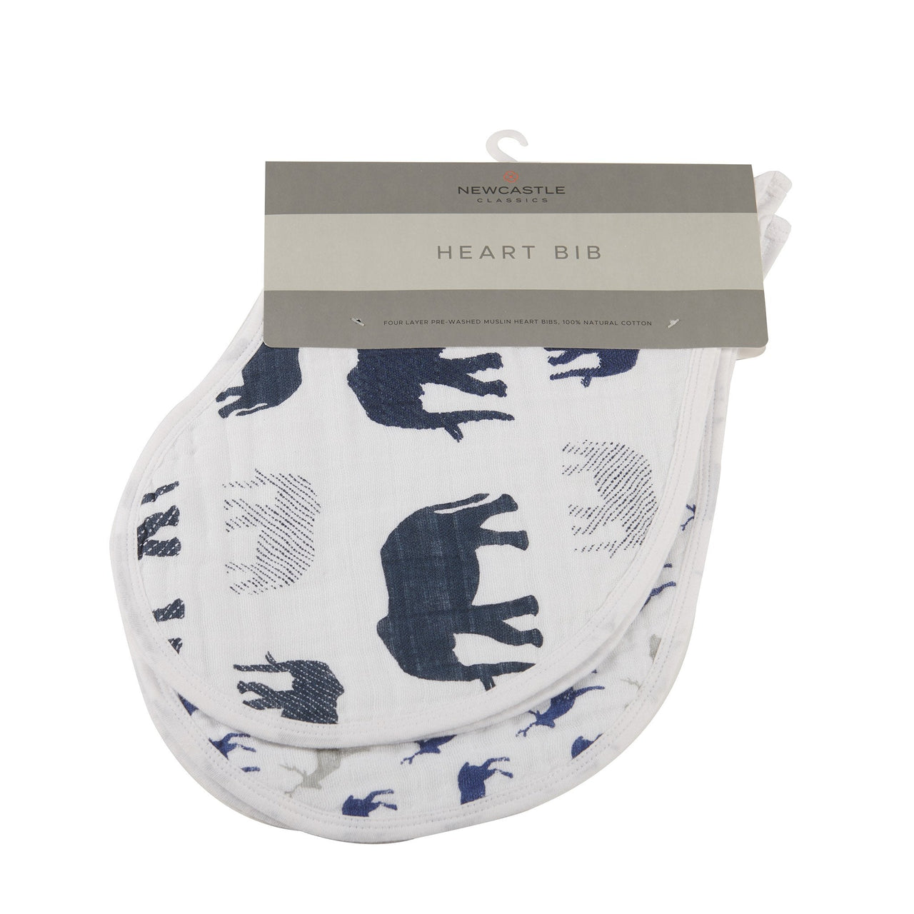 Newcastle - In the Wild Elephant Cotton Burp Cloth Bib 2PK -