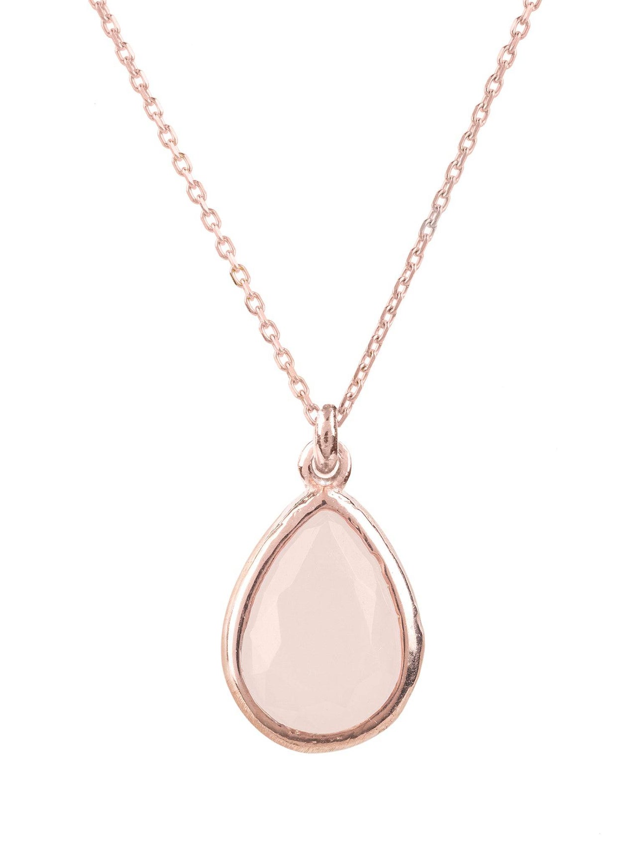 LATELITA - Pisa Mini Teardrop Necklace Rosegold Rose Quartz -