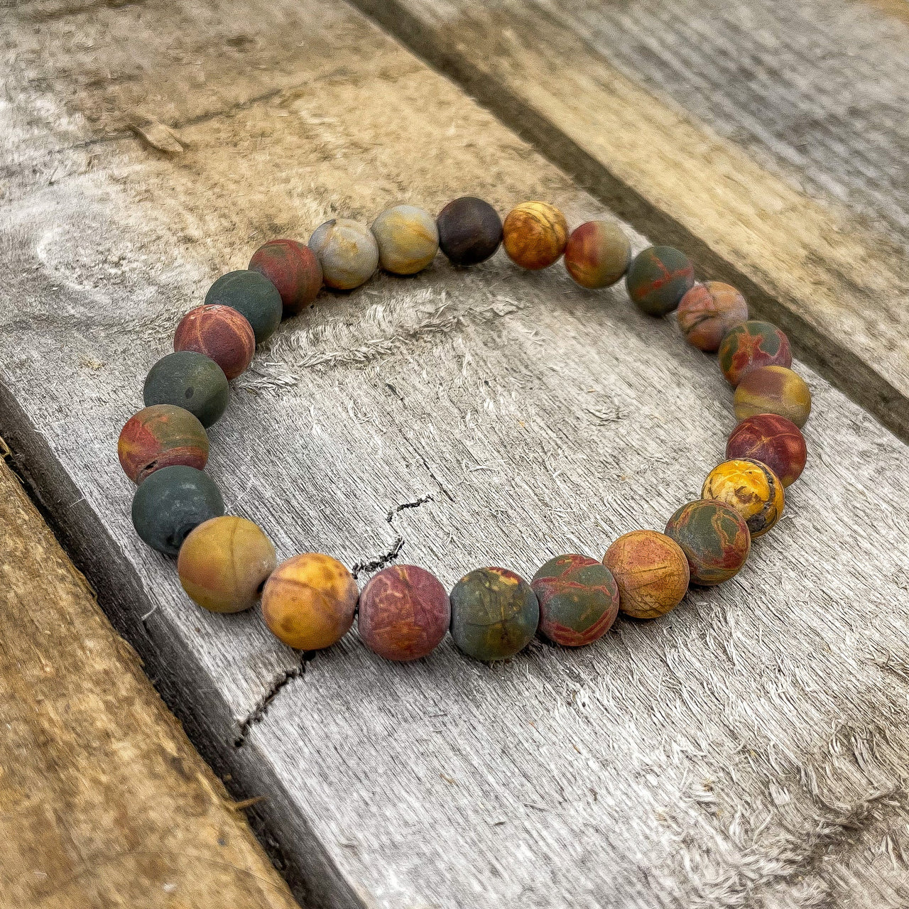 Union - Multicolor Picasso Jasper Gemstone Beaded Bracelet -