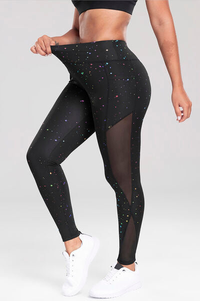 Printed High Waist Active Leggings - T - 1 COLOR -