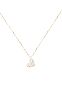 Thumbnail for Brass Zirconia Heart Pendant Necklace with 3' extender - 3 COLORS -