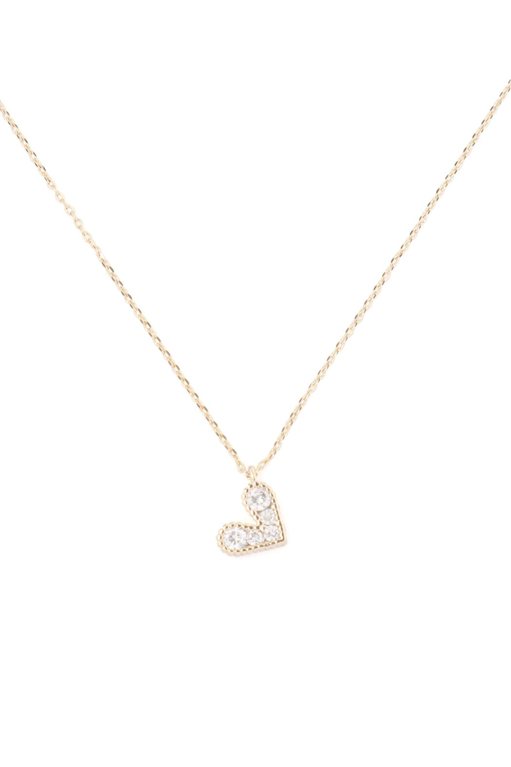 Brass Zirconia Heart Pendant Necklace with 3' extender - 3 COLORS -