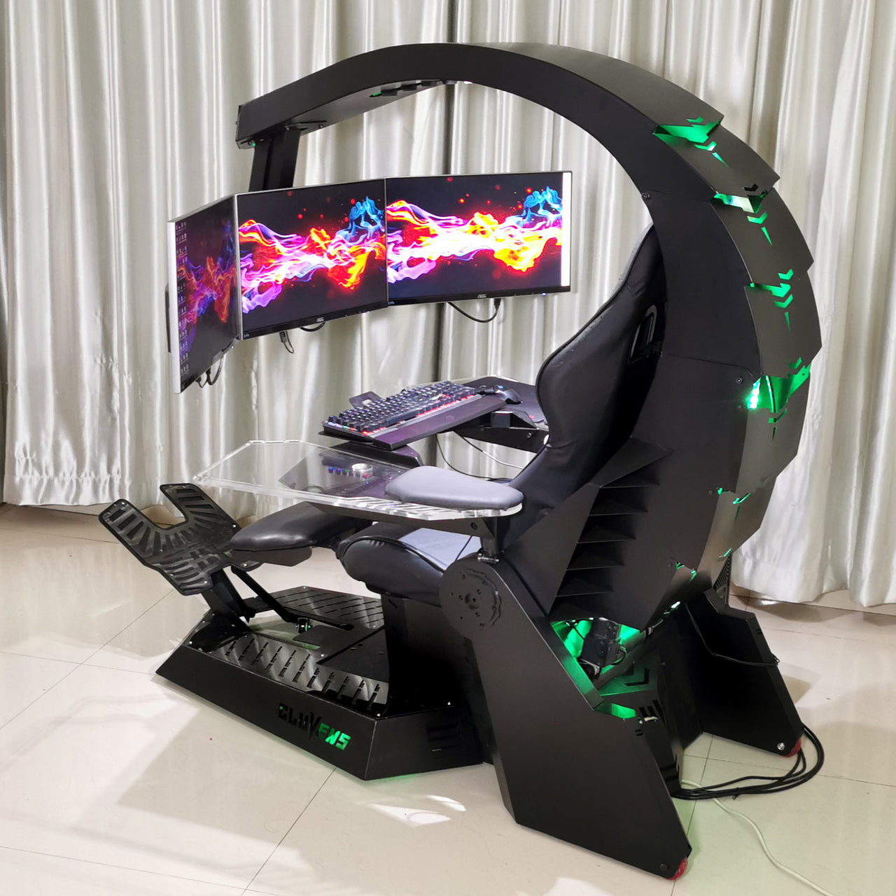 BM - Scorpion Adjustable Hanging Monitor - Ergonomical Scorpion Integrated Cockpit Gaming / Work Chair - [5-10 DAY DELIVERY] - DK GY - CHECK OUT OTHER STATIONS UNDER SCORPION GAMING & WORK COCKPITS UNDER ACCESSORIES! -