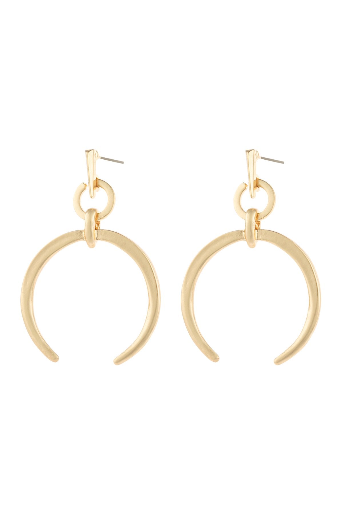 Crescent Moon Link Post Earrings - 2 FINISHES -