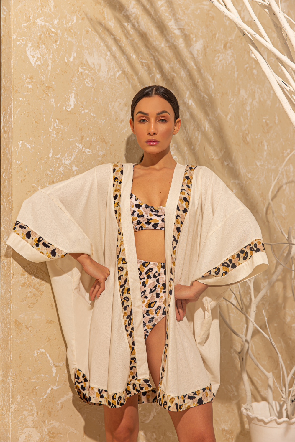 Hellokini - Lana Animal Print Kimono Cover Up - 1 COLOR -