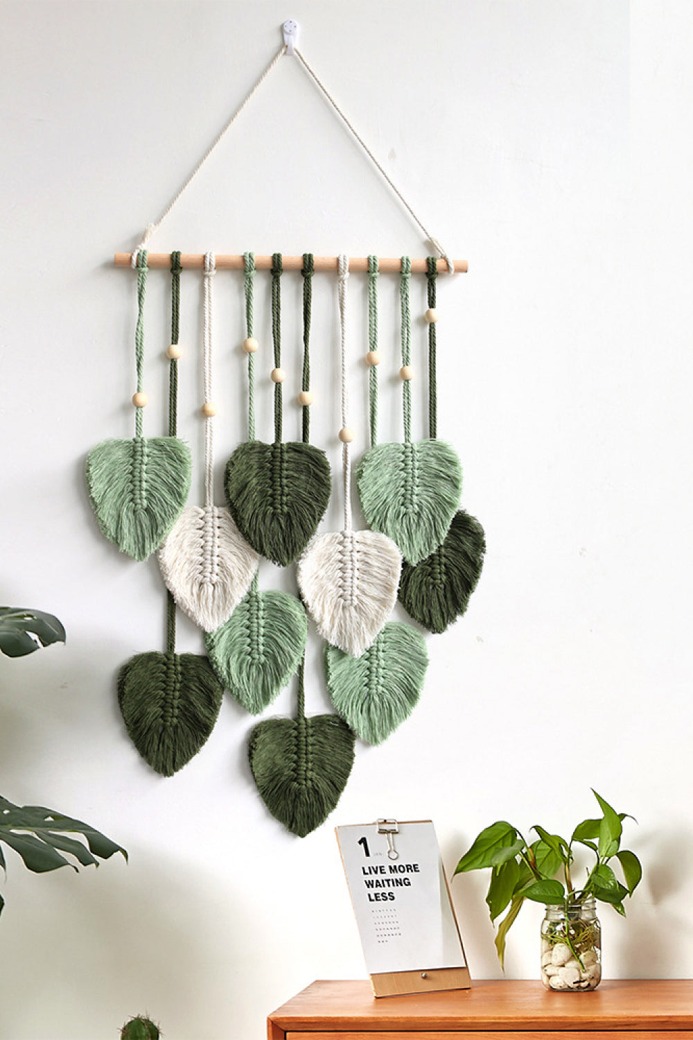 Macrame Leafs & Bead Wall Hangings - 31.5" X 15.7" - T - 3 COLOR SCHEMES -