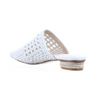 Thumbnail for Mesh Leather Pointed Toe Slipper (White)