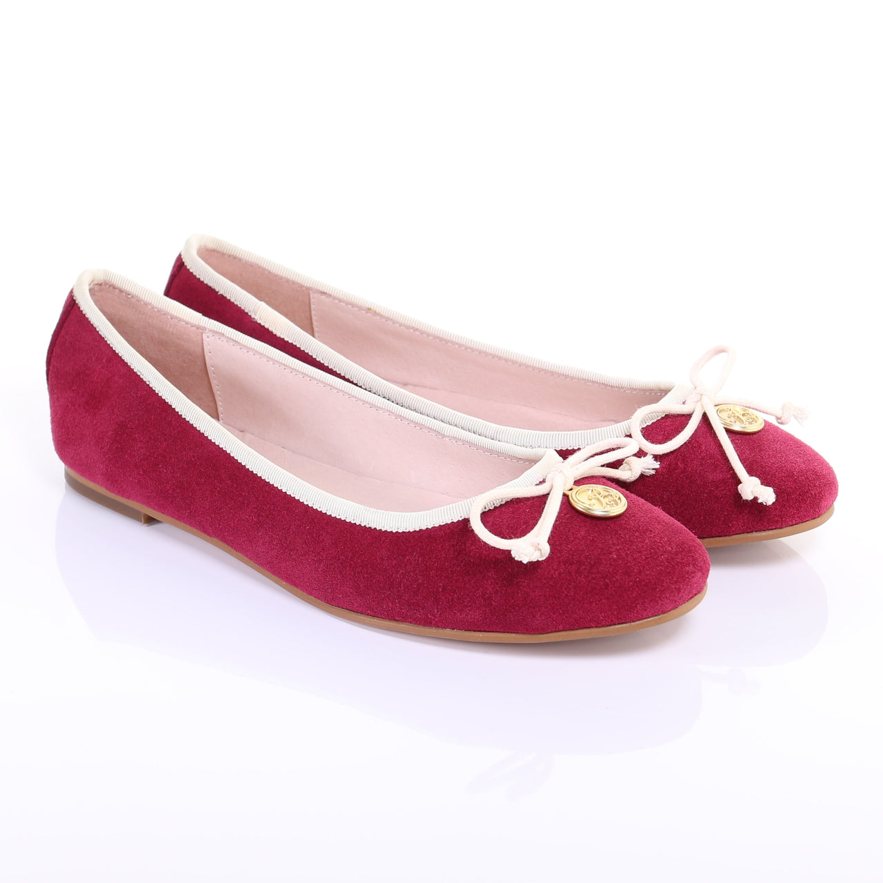 Bow Suede Ballerina (Magenta) -