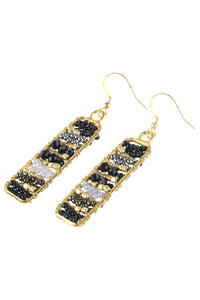 Thumbnail for Riah Fashion - Rectangle Glass Beads Hook Drop Earrings - 4 COLORS