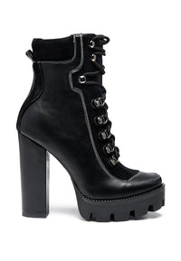 Thumbnail for London Rag - Yeti High Heel Lace Up Biker Boots - 4 COLORS -