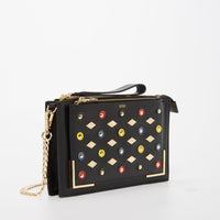 Thumbnail for Black Studded Crossbody Clutch -