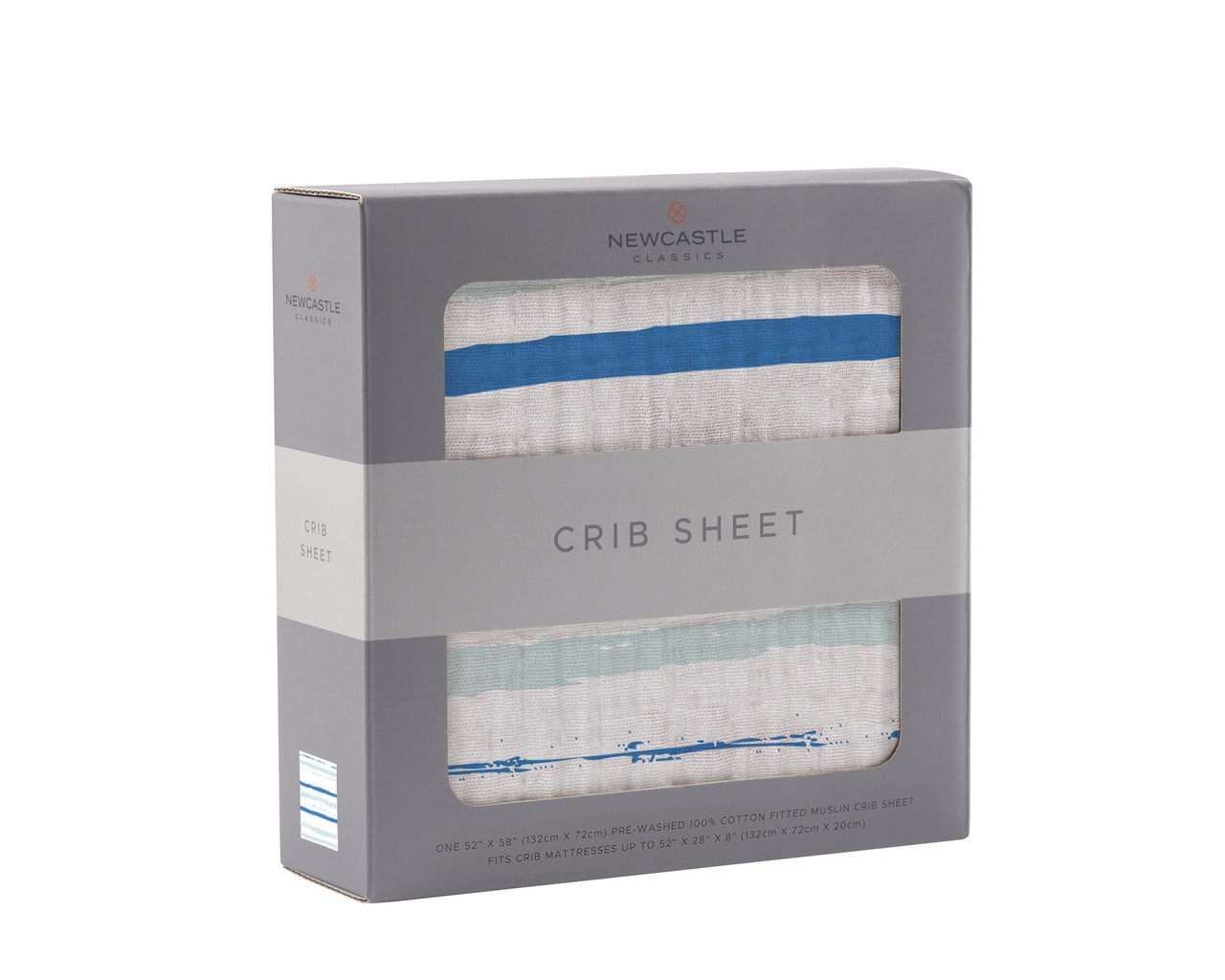 Newcastle - Ocean Stripe Cotton Muslin Crib Sheet -