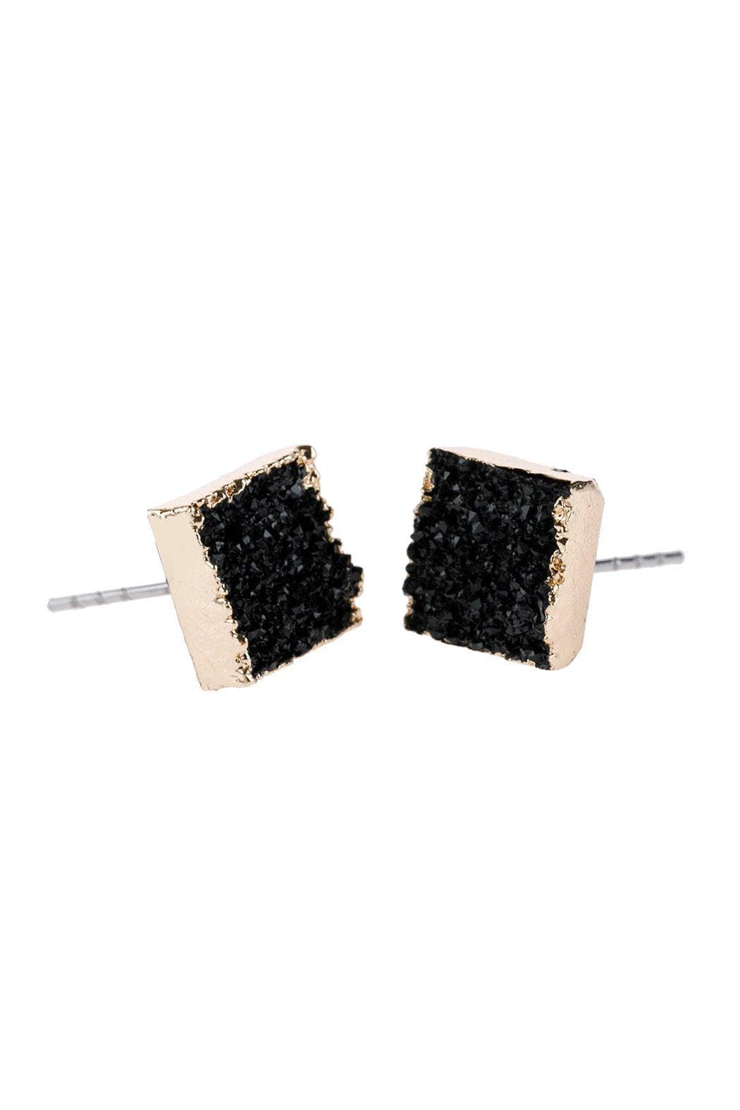 Square Druzy Stone Stud Earrings - 12 COLORS -