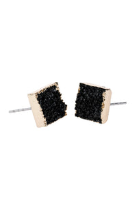 Thumbnail for Square Druzy Stone Stud Earrings - 12 COLORS -