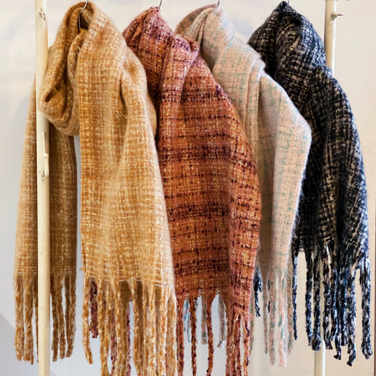 Ellison & Young - Coco Tweed Fringed Scarf - 4 COLORS -