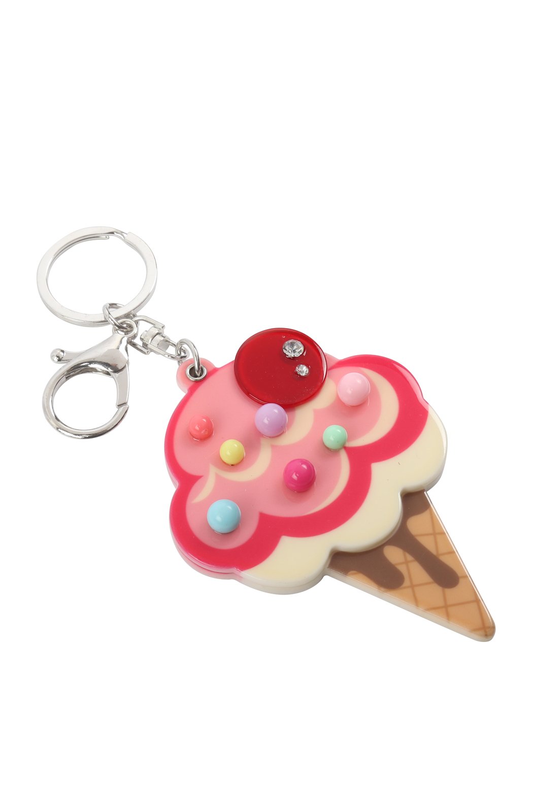 Riah Fashion - Ice Cream Rhinestone With Mirror Keychain -