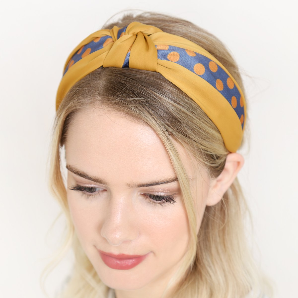 Riah Fashion - Half Tone Polka Dots Tied Hair Band - 5 COLORS