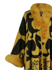 Thumbnail for Faux Fur Trim Poncho - T - 5 COLORS -