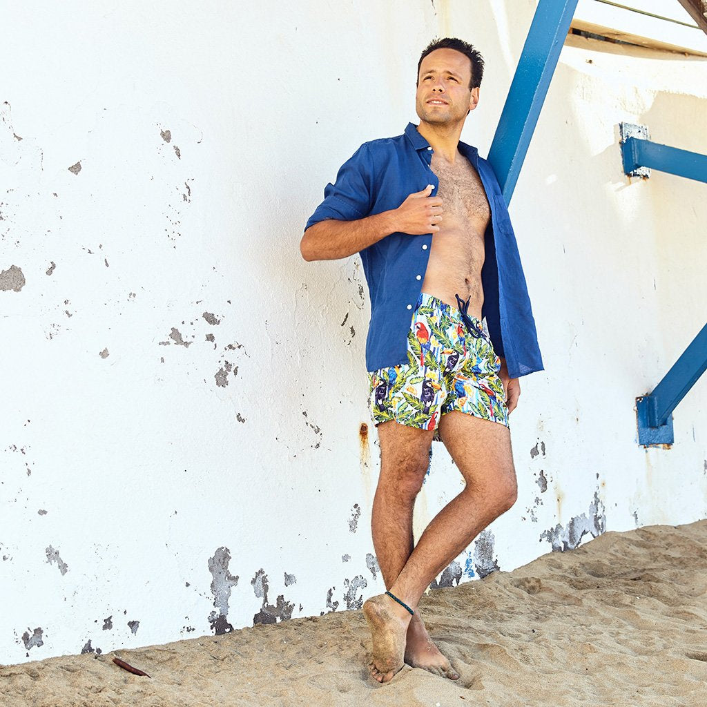 La Palma Eco-Beachwear: Classic Tropical Style Sustainable Swim Trunks -1 COLOR