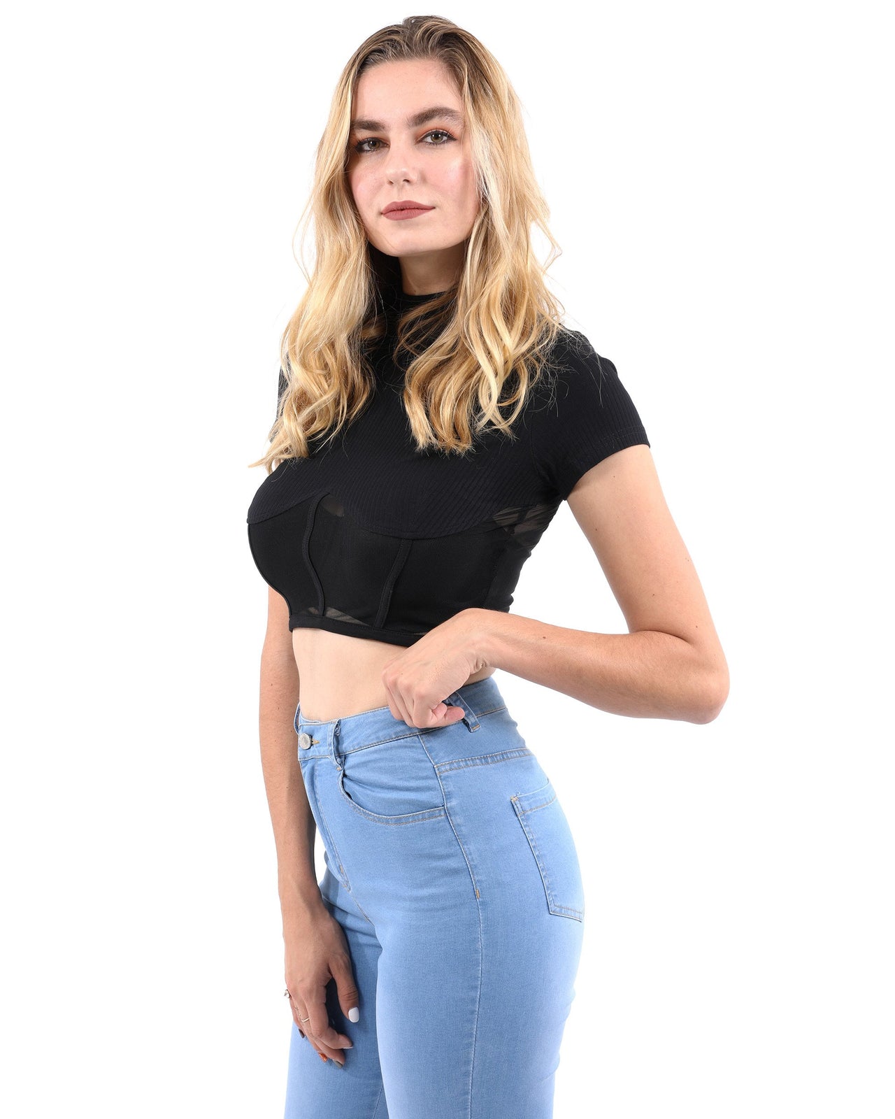 Savoy - Gregory Short Sleeve Ribbed Crop Top - 1 COLOR -