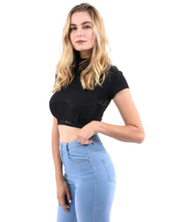 Thumbnail for Savoy - Gregory Short Sleeve Ribbed Crop Top - 1 COLOR -