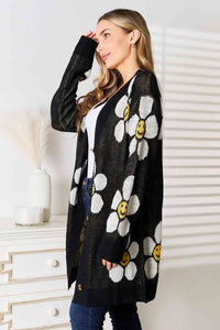 Thumbnail for Double Take Floral Button Down Longline Cardigan - T - 1 COLOR -