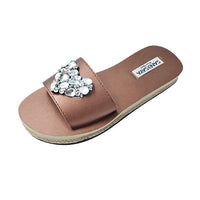 Thumbnail for SAND BY SAYA N.Y. - Crystal Heart - Waterproof Espadrille Flat-Rhinestone Womens Embellished Sandals - 3 COLORS -