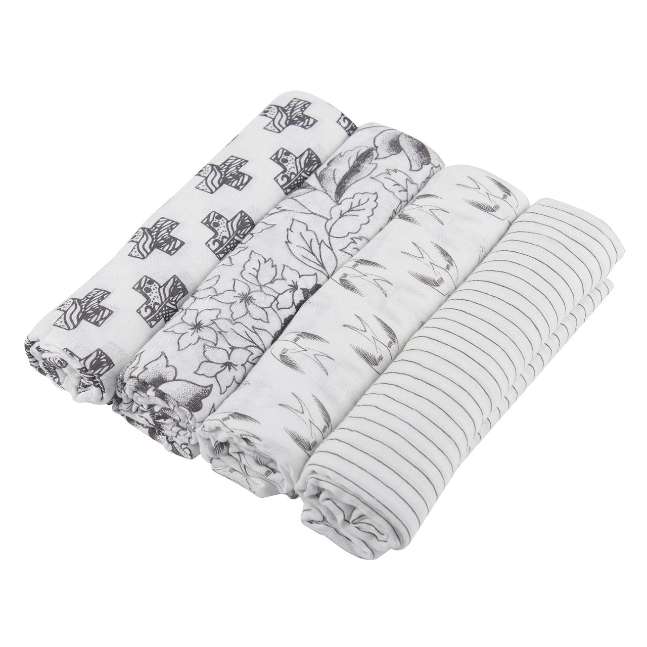 Newcastle - Monochrome Bamboo Muslin Swaddle 4PK -