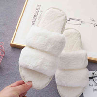 Thumbnail for Faux Fur Double Strap Slippers - T - 5 COLORS -