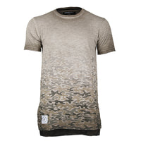 Thumbnail for Men's Short Sleeve Camouflage Longline Side Slit Oil Wash T-Shirt - 1 COLOR