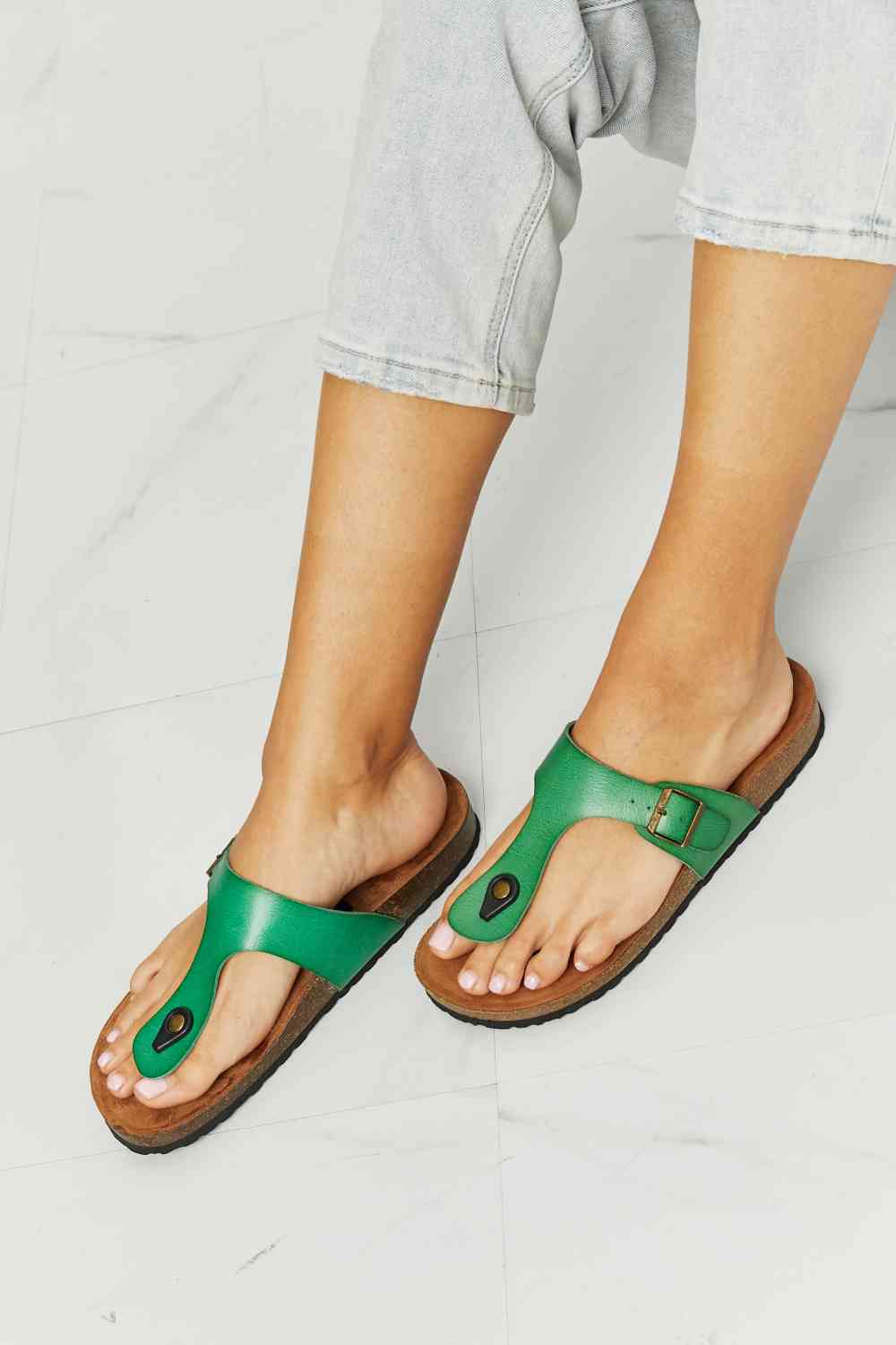 MMShoes Drift Away T-Strap Flip-Flop in Green - T - 1 COLOR -