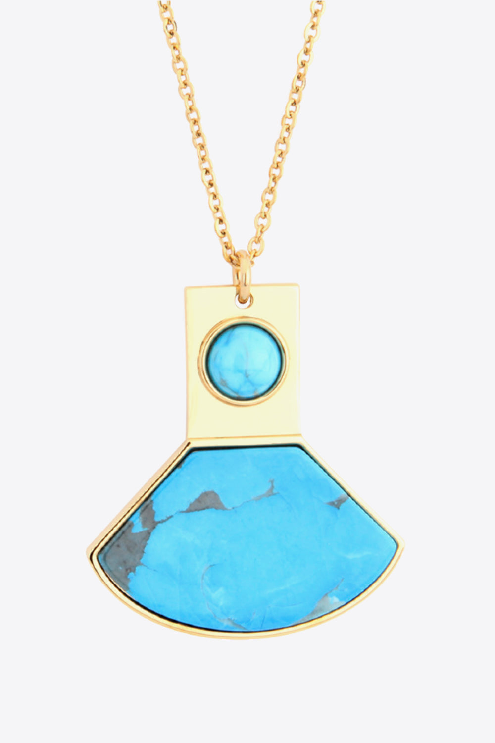 18K Gold Plated Turquoise Pendant Necklace - T -