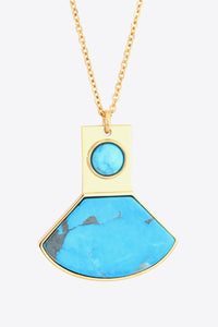 Thumbnail for 18K Gold Plated Turquoise Pendant Necklace - T -